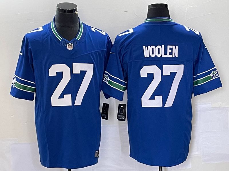 Men Seattle Seahawks 27 Woolen Nike Royal Throwback Player Game NFL Jersey